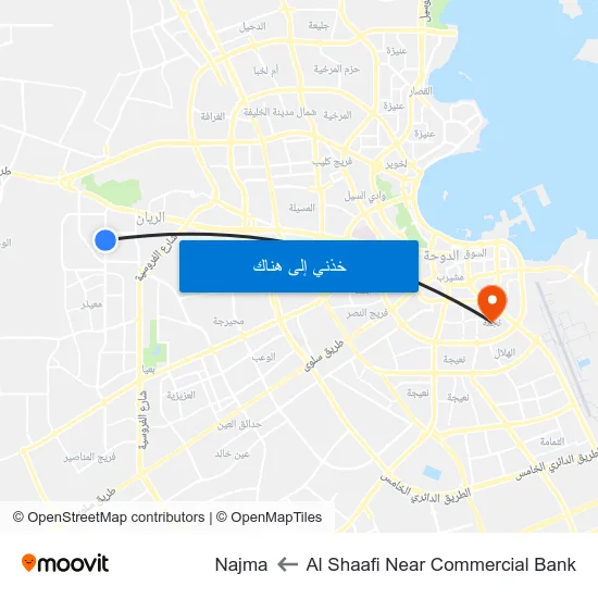 Al Shaafi Near Commercial Bank to Najma map