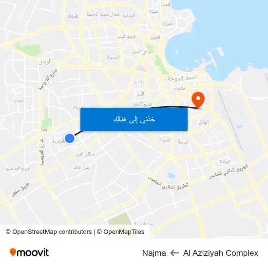 Al Aziziyah Complex to Najma map