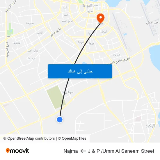 J & P /Umm Al Saneem Street to Najma map