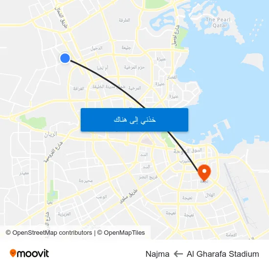 Al Gharafa Stadium to Najma map