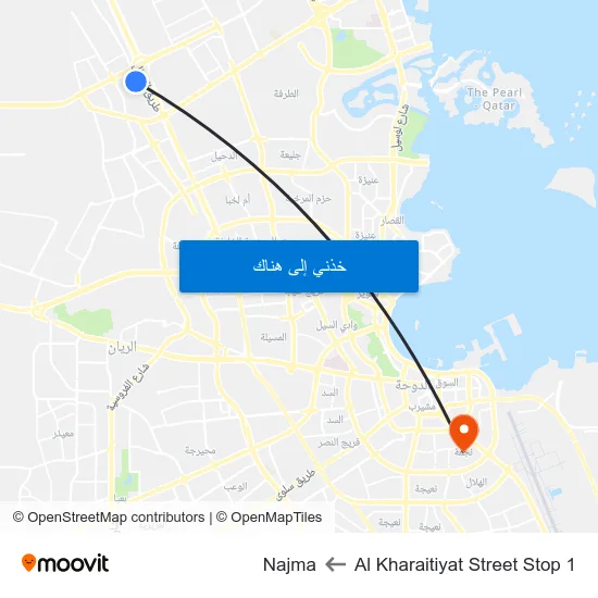 Al Kharaitiyat Street Stop 1 to Najma map