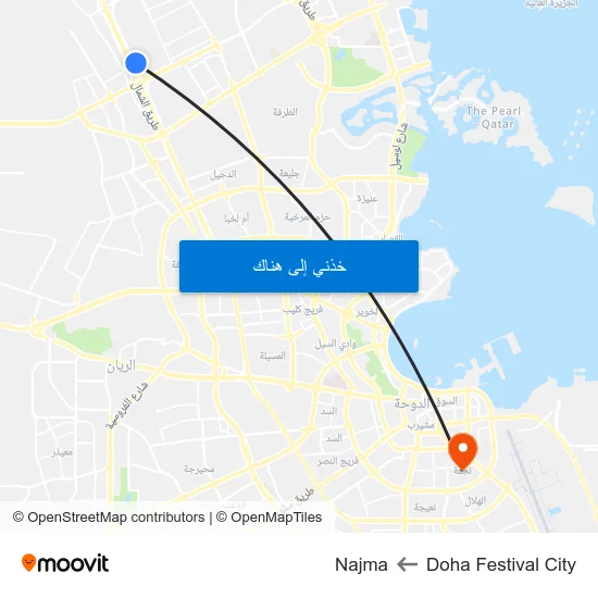 Doha Festival City to Najma map