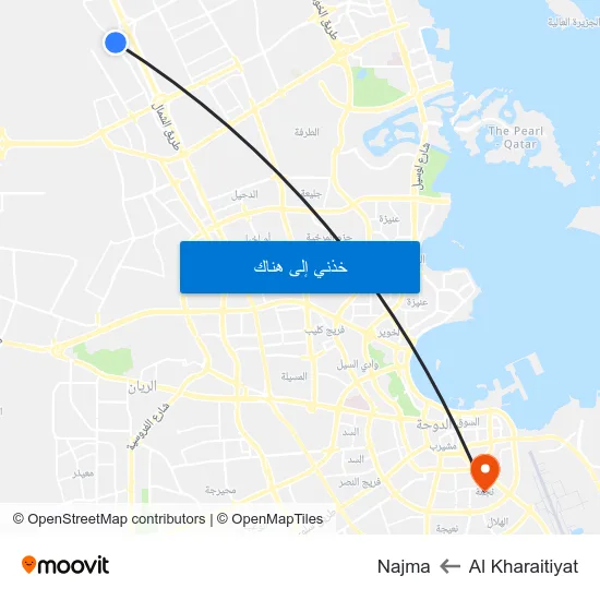 Al Kharaitiyat to Najma map