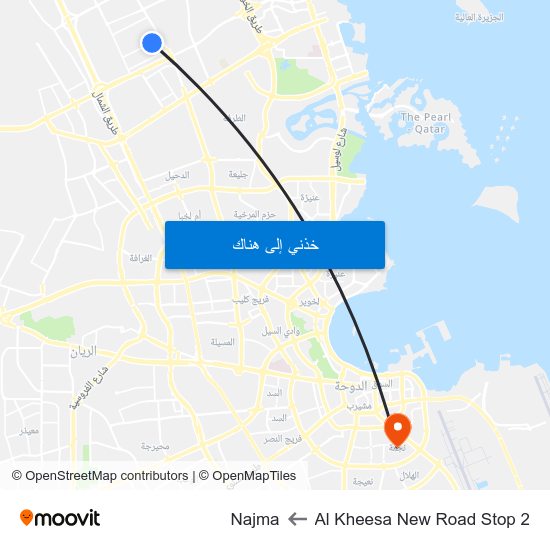 Al Kheesa New Road Stop 2 to Najma map
