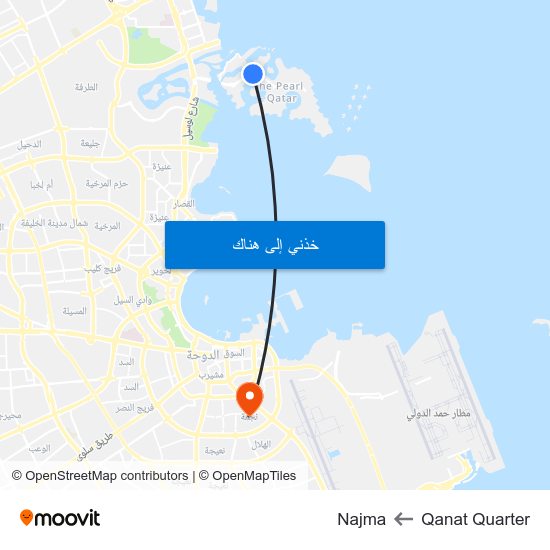 Qanat Quarter to Najma map