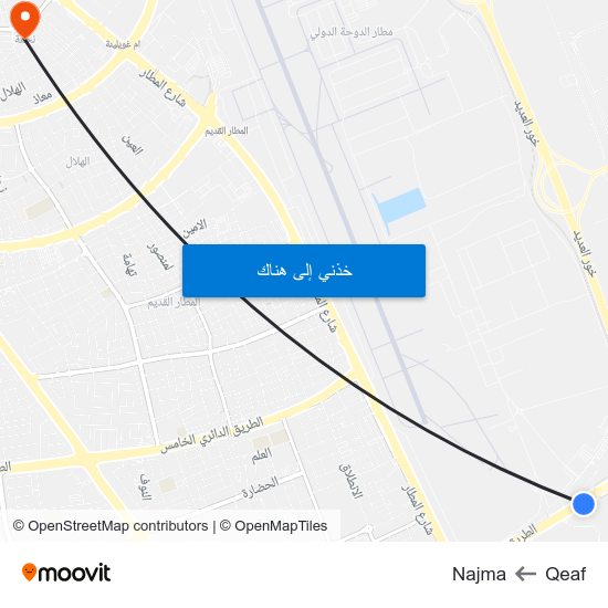 Qeaf to Najma map