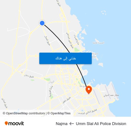 Umm Slal Ali Police Division to Najma map