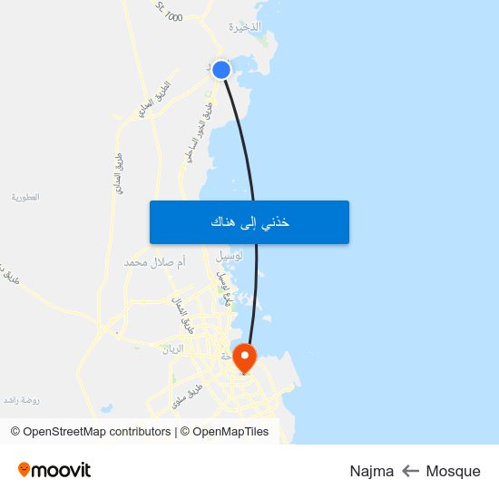 Mosque to Najma map