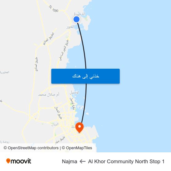 Al Khor Community North Stop 1 to Najma map
