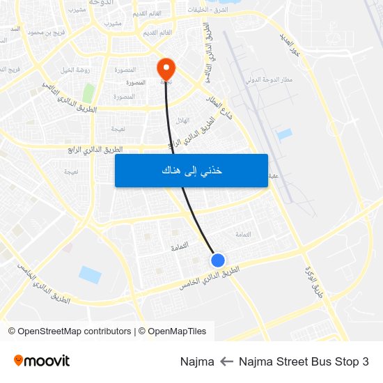 Najma Street Bus Stop 3 to Najma map