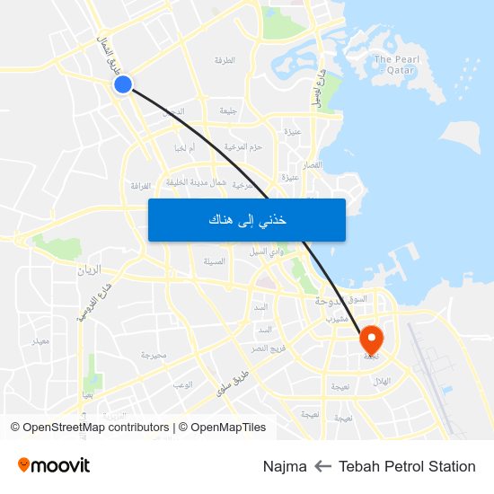 Tebah Petrol Station to Najma map