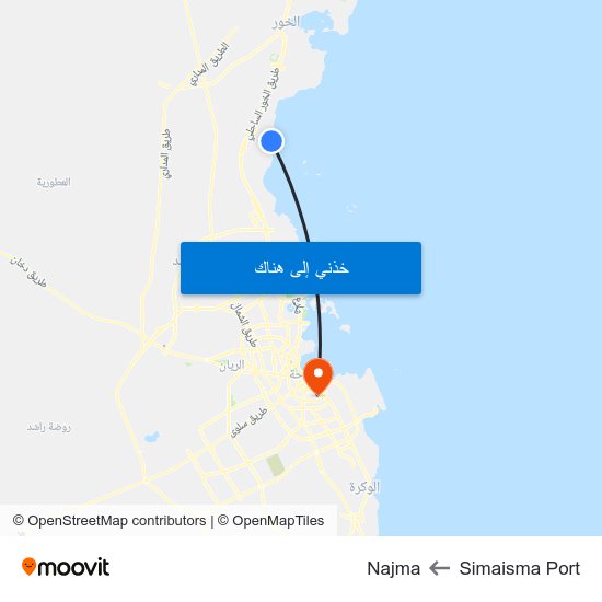 Simaisma Port to Najma map