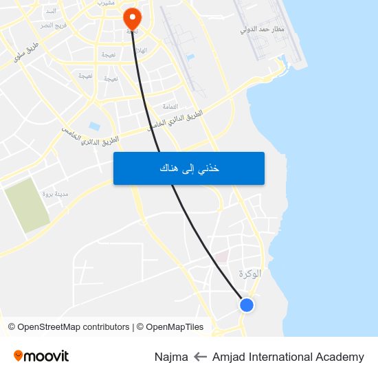 Amjad International Academy to Najma map