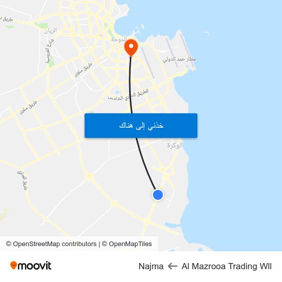 Al Mazrooa Trading Wll to Najma map