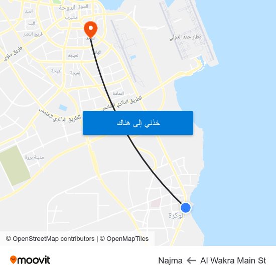 Al Wakra Main St to Najma map