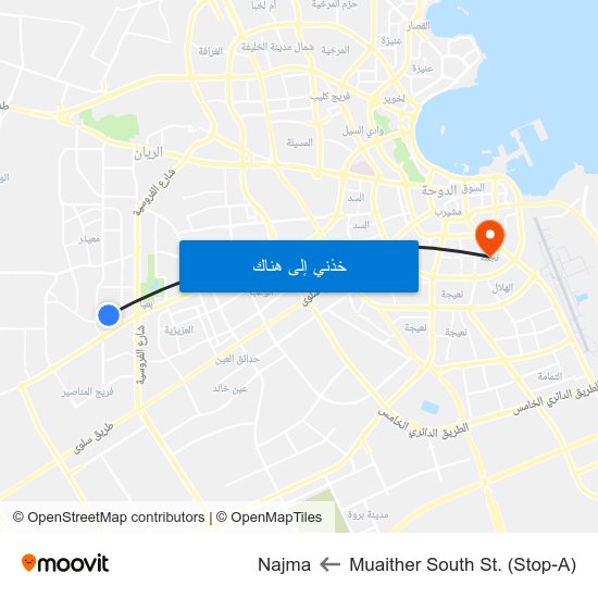 Muaither South St. (Stop-A) to Najma map