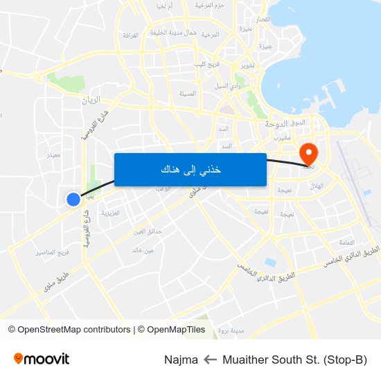 Muaither South St. (Stop-B) to Najma map