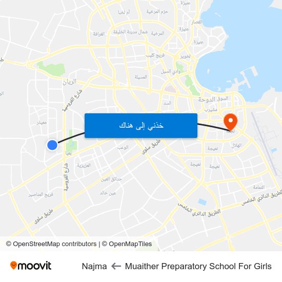 Muaither Preparatory School For Girls to Najma map