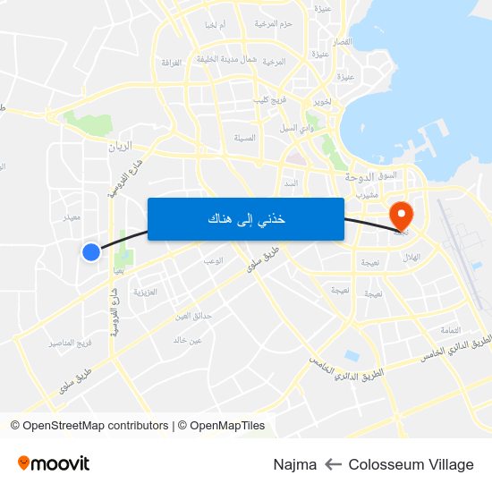 Colosseum Village to Najma map