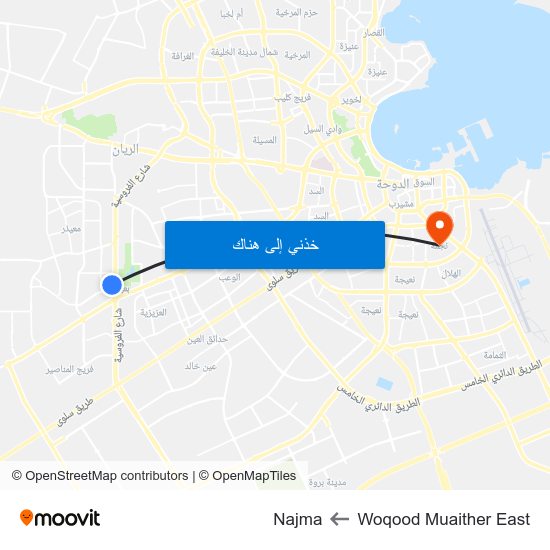 Woqood Muaither East to Najma map