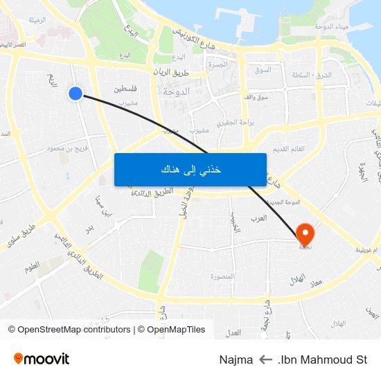 Ibn Mahmoud St. to Najma map