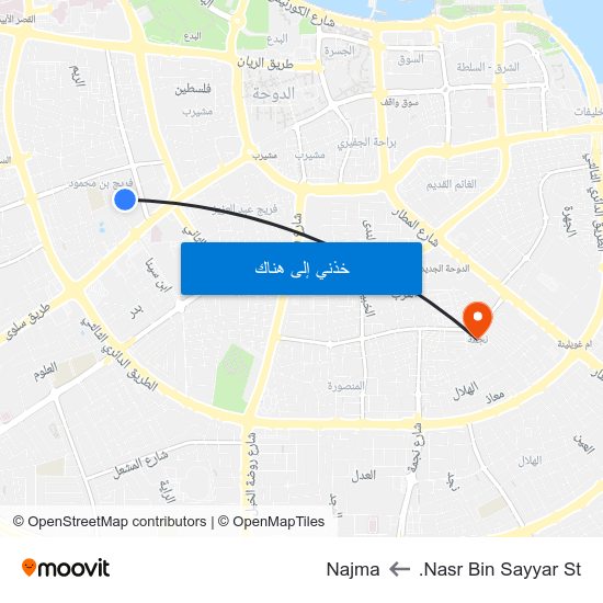 Nasr Bin Sayyar St. to Najma map