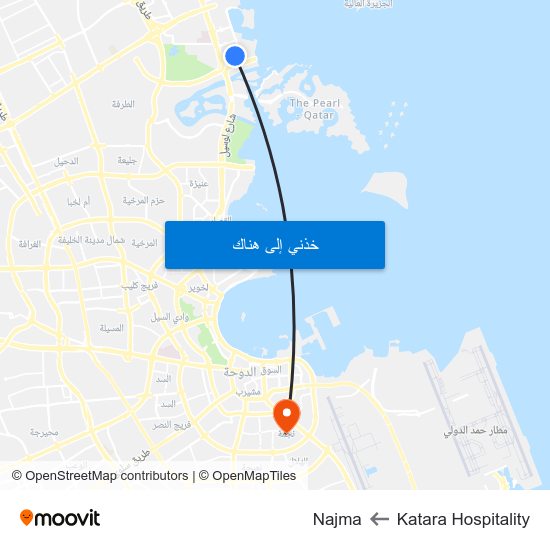 Katara Hospitality to Najma map