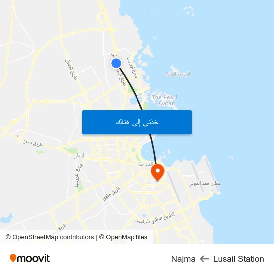 Lusail Station to Najma map