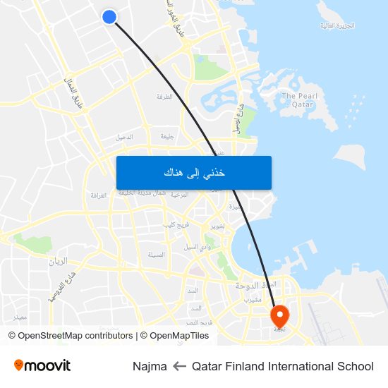 Qatar Finland International School to Najma map