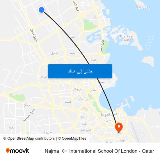 International School Of London - Qatar to Najma map