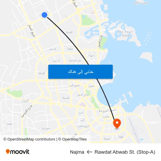 Rawdat Abwab St. (Stop-A) to Najma map