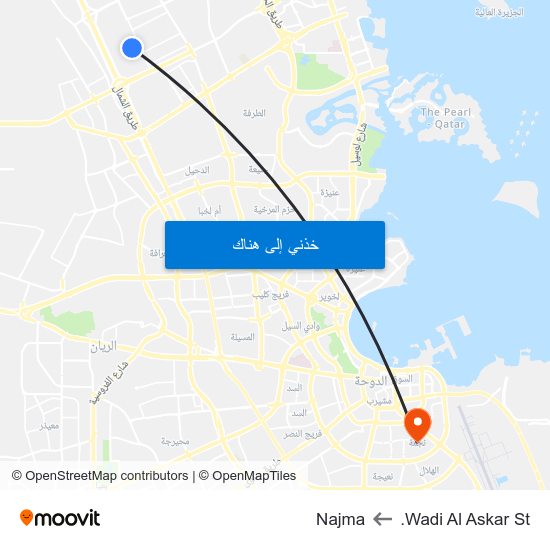 Wadi Al Askar St. to Najma map