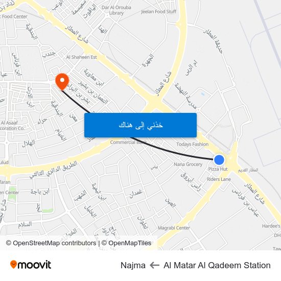 Al Matar Al Qadeem Station to Najma map