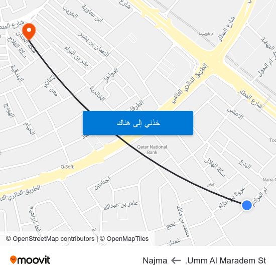 Umm Al Maradem St. to Najma map