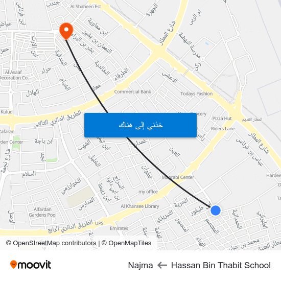 Hassan Bin Thabit School to Najma map