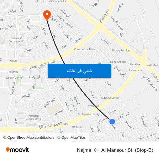 Al Mansour St. (Stop-B) to Najma map