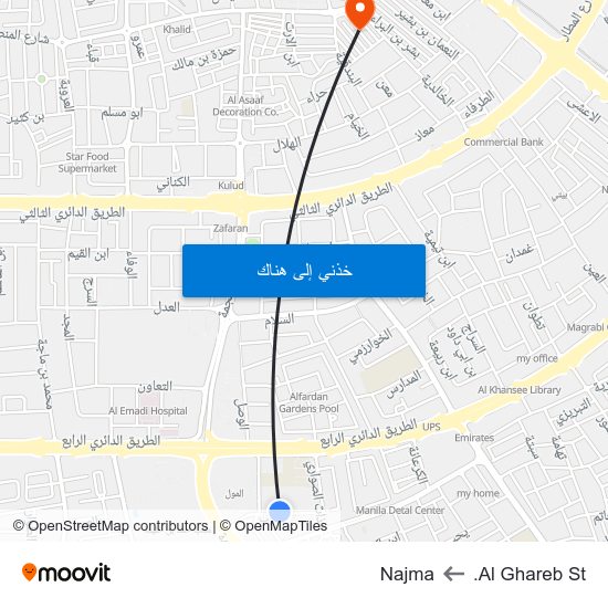 Al Ghareb St. to Najma map