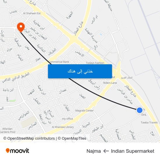 Indian Supermarket to Najma map