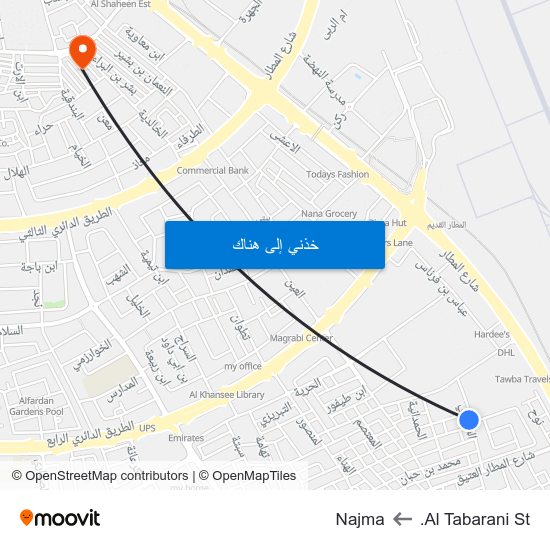 Al Tabarani St. to Najma map