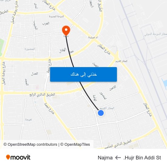 Hujr Bin Addi St. to Najma map