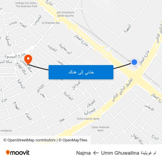 ام غويلينة Umm Ghuwailina to Najma map