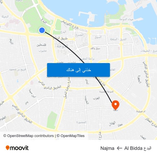 البدع Al Bidda to Najma map