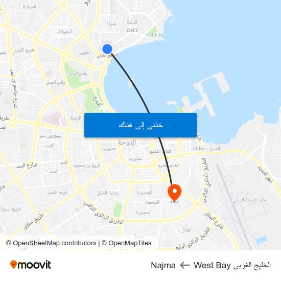 الخليج الغربي West Bay to Najma map