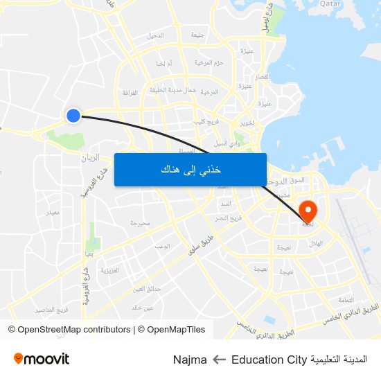 المدينة التعليمية Education City to Najma map