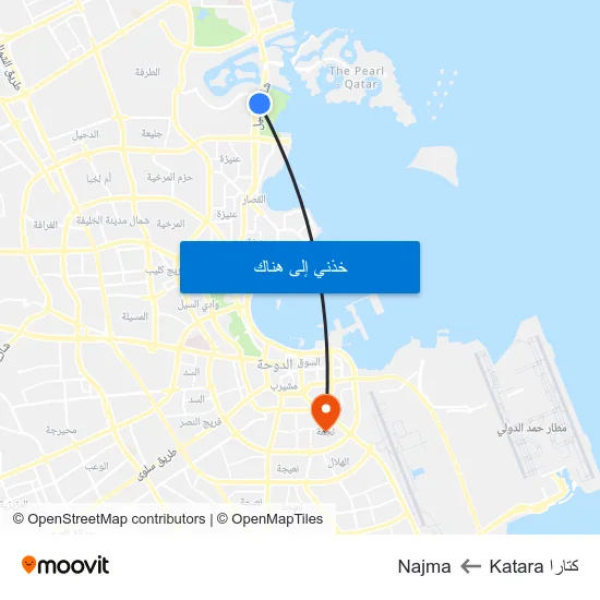 كتارا Katara to Najma map