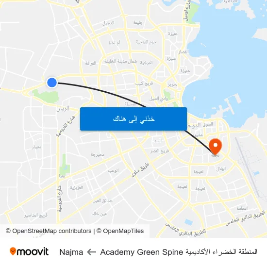 المنطقة الخضراء الأكاديمية Academy Green Spine to Najma map