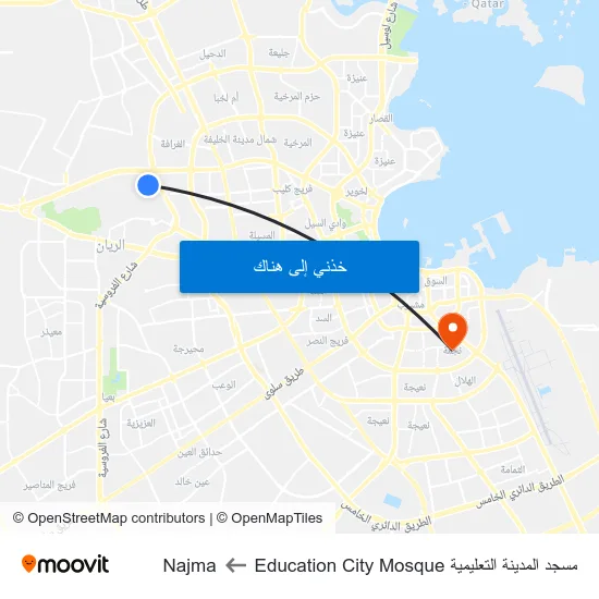 مسجد المدينة التعليمية Education City Mosque to Najma map