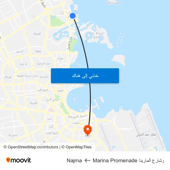 وشارع المارينا Marina Promenade to Najma map