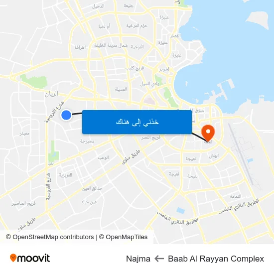 Baab Al Rayyan Complex to Najma map