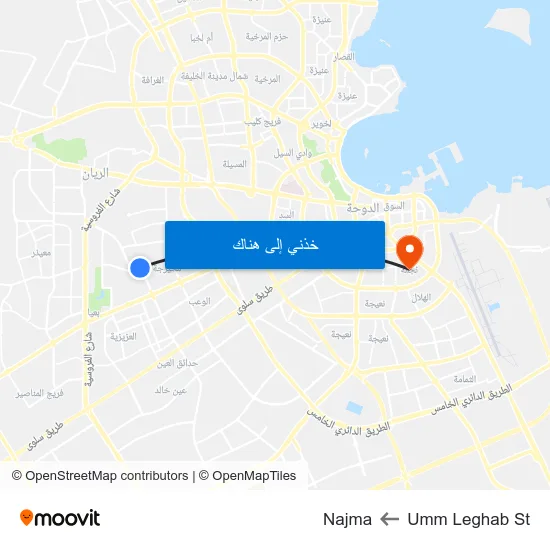 Umm Leghab St to Najma map